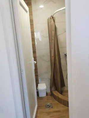 a bathroom with a shower and a toilet in it at Apartman Aleksandar 2 in Ribarska Banja