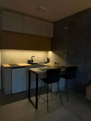 a kitchen with a table and two chairs at Apartment Niš in Niš