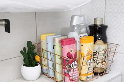 a rack with bottles and a plant on a shelf at Nilton 2 Apartmans in Niš