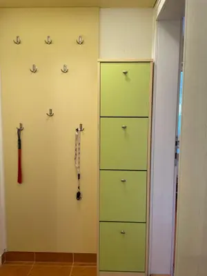 a room with green drawers and a wall at Just like home in Vrnjačka Banja