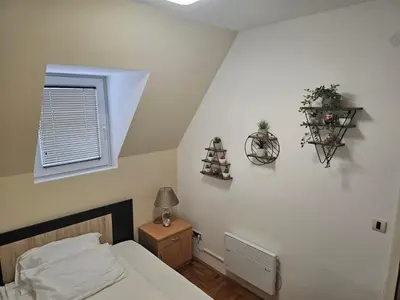 a bedroom with a bed and a window at Apartman Čar11 in Kopaonik