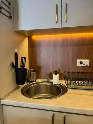 a kitchen counter with a sink in a kitchen at Apartmani Kilijan Kopaonik in Kopaonik