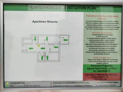 a diagram of a plant evacuation plan on a computer screen at Apartman NINASTA in Pirot