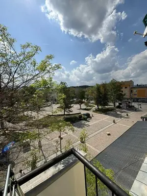 a view of a tennis court from a balcony at Apartman Centar in Kuršumlija