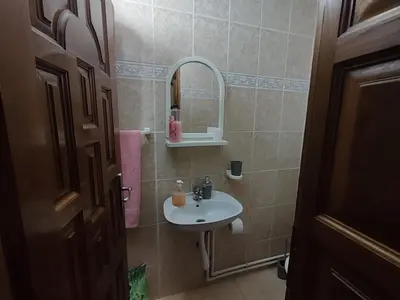 a bathroom with a sink and a mirror at Kuca za odmor Lisine in Despotovac
