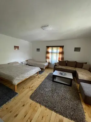 a living room with two beds and a couch at Apartmani Nikola Dojkinci in Pirot