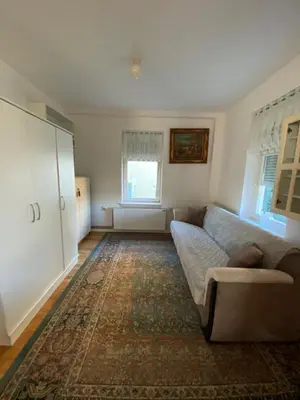 a living room with a couch and a rug at Vila Nada Apartment in Vrnjacka Banja in Vrnjačka Banja