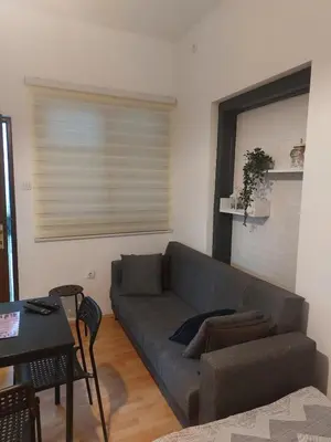 a living room with a couch and a table at Studio Janko in Vrnjačka Banja