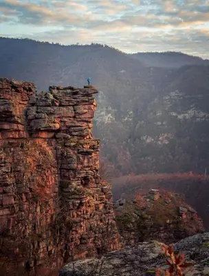 a bird perched on the edge of a mountain at Temački amanet in Pirot