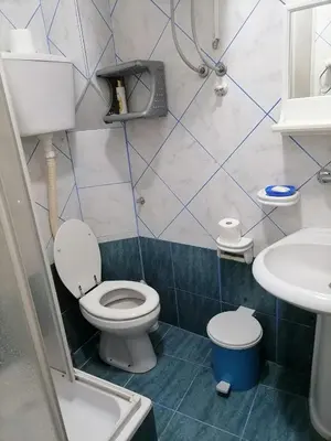 a bathroom with a toilet and a sink at Apartman Jabuka in Paraćin