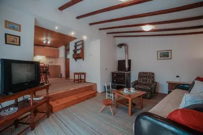 a living room with a couch and a tv at Kuca Lula Stara planina in Pirot