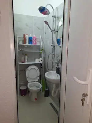 a small bathroom with a toilet and a sink at Studio D&I in Vranje