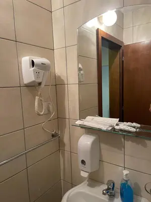 a bathroom with a toilet and a mirror at 4 vodenice Brzeće B&B in Brzeće
