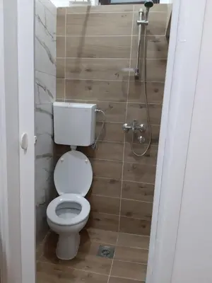 a bathroom with a toilet and a shower at Ilić Sokobanja in Soko Banja