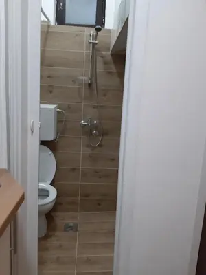 a bathroom with a toilet and a shower at Ilić Sokobanja in Soko Banja