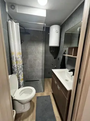 a small bathroom with a toilet and a sink at Apartman Dašić in Jagodina
