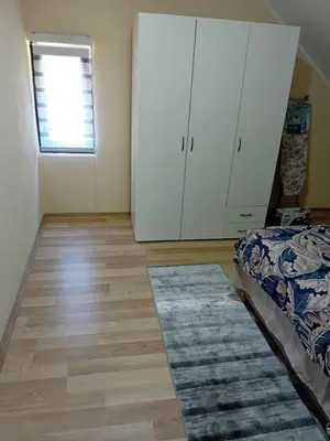 a room with a bed and a closet and a rug at Apartman Anči in Vrnjačka Banja