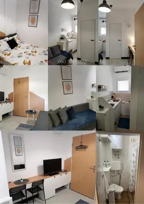 a collage of different photos of a room at Studio Ukras in Vrnjačka Banja