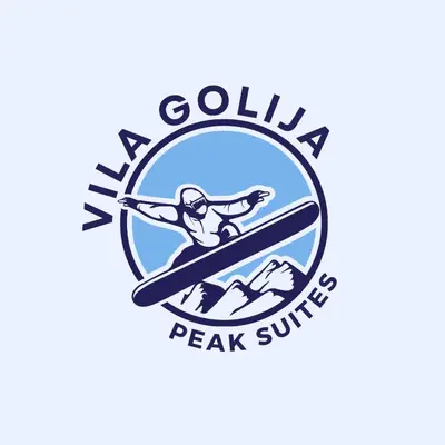 a woman on a surfboard in a circle with the words beach squad at Vila Golija Peak Suites in Kopaonik