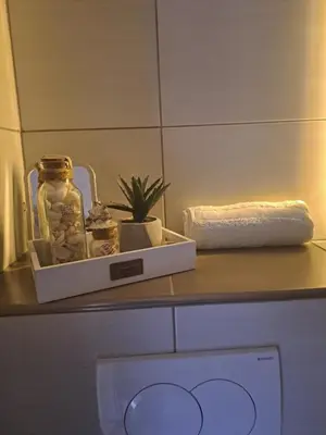 a shelf with a jar on top of a microwave at Hedonic apartment in Ćuprija