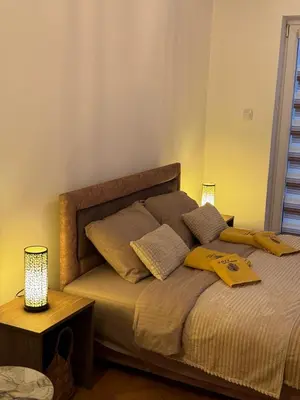 a bed with two pillows on it in a bedroom at Loli apartman 2 in Kraljevo
