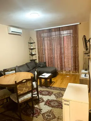 a living room with a couch and a table at Apartman Jasmina Vrnjačka banja in Vrnjačka Banja