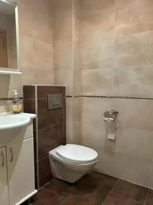 a bathroom with a toilet and a sink at Apartman Jasmina Vrnjačka banja in Vrnjačka Banja