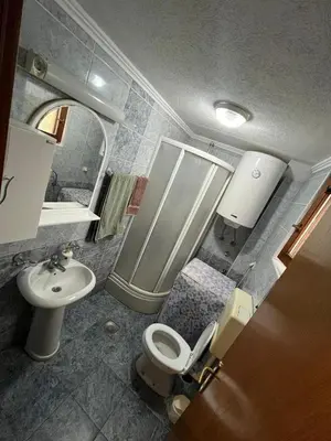 a bathroom with a toilet and a sink and a shower at Apartman Sanja 3 in Vrnjačka Banja