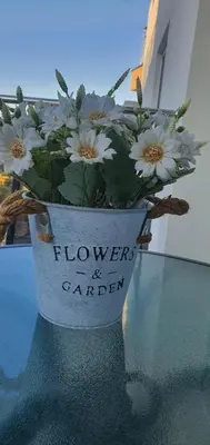 a vase filled with flowers on top of a table at Apartman TADEJ & FREE PARKING in Vrnjci