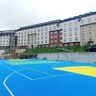 a basketball court in front of a building at Milmari L39 Kopaonik in Kopaonik