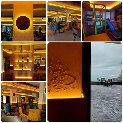 a collage of photos with furniture and the ocean at Milmari L39 Kopaonik in Kopaonik