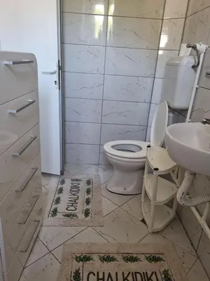 a bathroom with a toilet and a sink at Ana LUX in Dobrosin