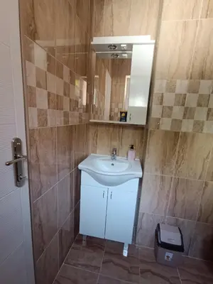 a bathroom with a sink and a mirror at Apartmani Trifunović 2 in Soko Banja