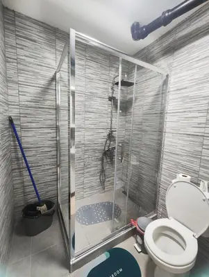 a bathroom with a shower with a toilet at Milijic Lux 2 in Soko Banja