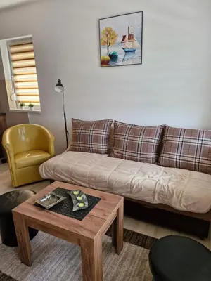a living room with a couch and a table at Apartman Curcic 1 in Soko Banja
