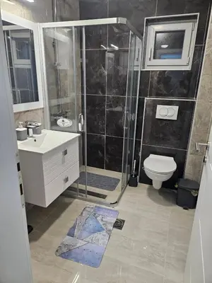 a bathroom with a shower and a toilet at Apartman Ćurčić in Soko Banja