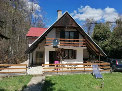 a small house with a red roof at Vlasinsko jezero vila BiLiV in Surdulica