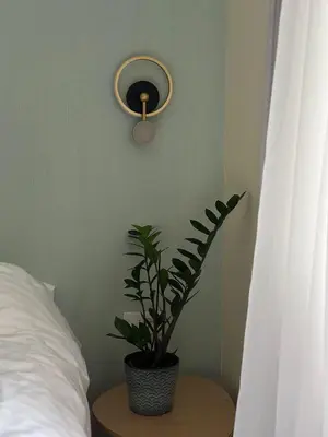 a plant in a pot on a table next to a bed at Cozy Lodge Kopaonik in Kopaonik