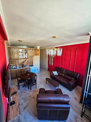 a living room with a couch and a table at Red Diamond in Niš