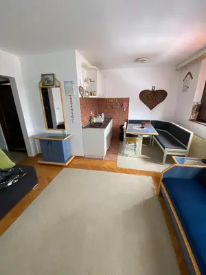 a living room with a couch and a table at Kopaonik- Vila Ivana in Kopaonik