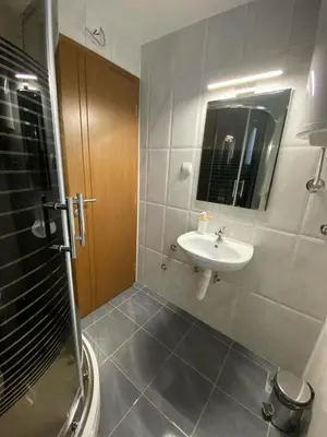 a bathroom with a sink and a shower at Smeštaj Gligorijević in Lukovo