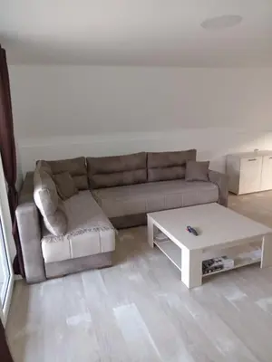 a living room with a couch and a coffee table at Vila Tea Borsko Jezero in Bor