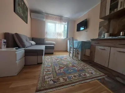 a living room with a couch and a rug at Dukat 2 in Soko Banja