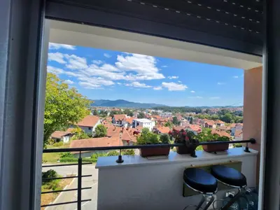 a view from a window of a city at Apartman Goca in Vrnjačka Banja