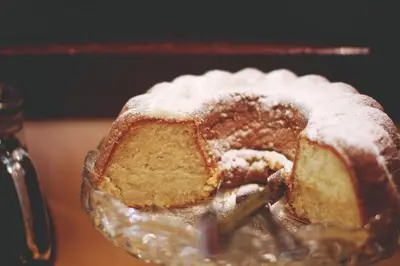 a bundt cake with powdered sugar on top of it at B&B Vila Tamaris in Zaječar