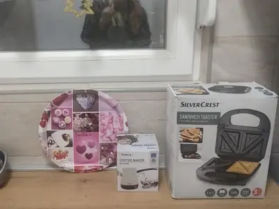 a counter with a box and a box of food at NinaRelax in Soko Banja