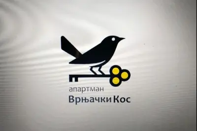 a black bird sitting on a pole with some balls at Vrnjački Kos in Vrnjačka Banja