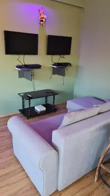 a living room with a couch and a table at Odmaraliste Kod Mice Apartman 5 in Krušar