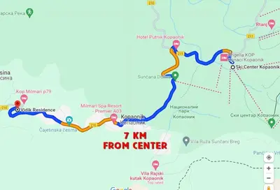 a map of the from center at Cozy Mountain Apartment VIDIK in Kopaonik