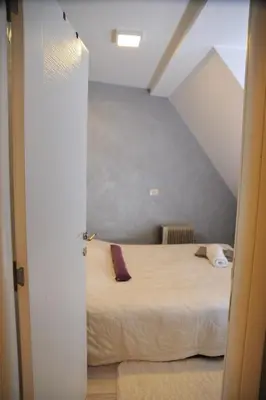 a bedroom with a bed in a attic at Apartman Family Konaci in Kopaonik